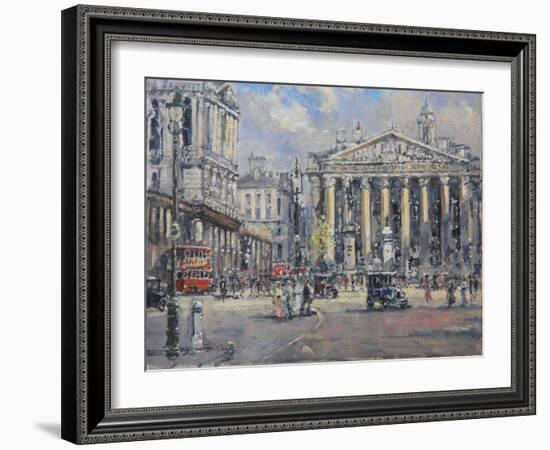 The Bank Crossing, the Royal Exchange and the Bank of England C.1930-John Sutton-Framed Giclee Print