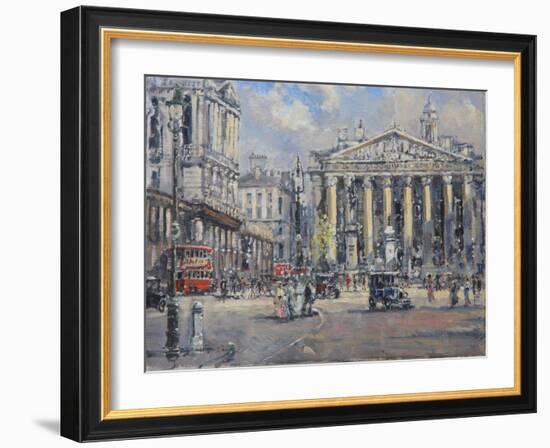 The Bank Crossing, the Royal Exchange and the Bank of England C.1930-John Sutton-Framed Giclee Print