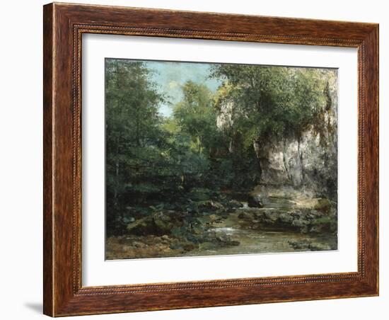 The Banks of a Stream, 1873-Gustave Courbet-Framed Giclee Print