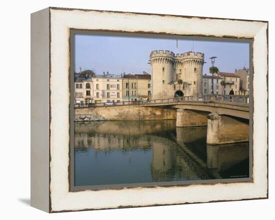 The Banks of the Meuse River and the Porte Chausee, Town of Verdun, Meuse, Lorraine, France-Bruno Barbier-Framed Premier Image Canvas