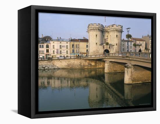 The Banks of the Meuse River and the Porte Chausee, Town of Verdun, Meuse, Lorraine, France-Bruno Barbier-Framed Premier Image Canvas