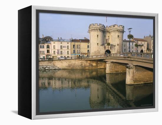 The Banks of the Meuse River and the Porte Chausee, Town of Verdun, Meuse, Lorraine, France-Bruno Barbier-Framed Premier Image Canvas