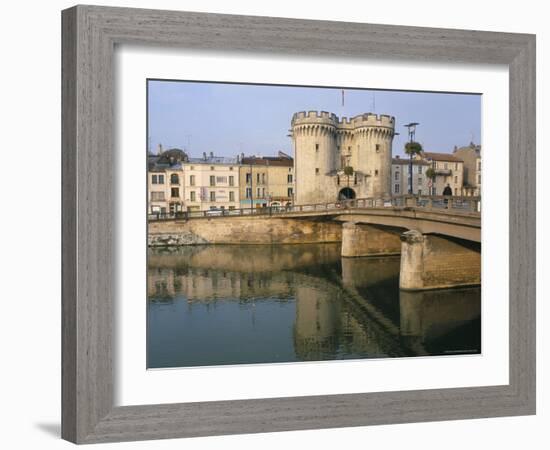 The Banks of the Meuse River and the Porte Chausee, Town of Verdun, Meuse, Lorraine, France-Bruno Barbier-Framed Photographic Print