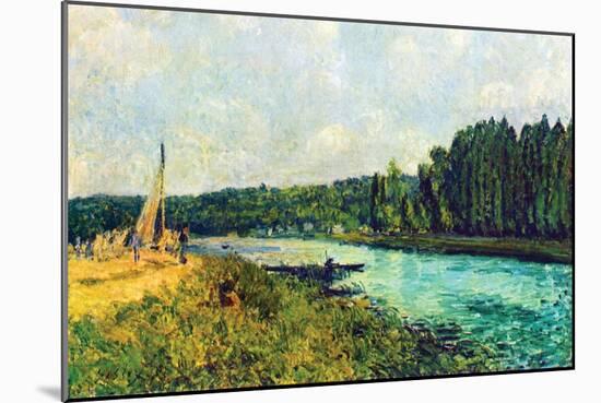 The Banks of the Oise-Alfred Sisley-Mounted Art Print