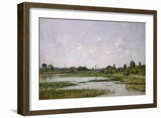 The Banks of the River Touques at Trouville during the Spring Tides (Oil on Canvas)-Eugene Louis Boudin-Framed Giclee Print