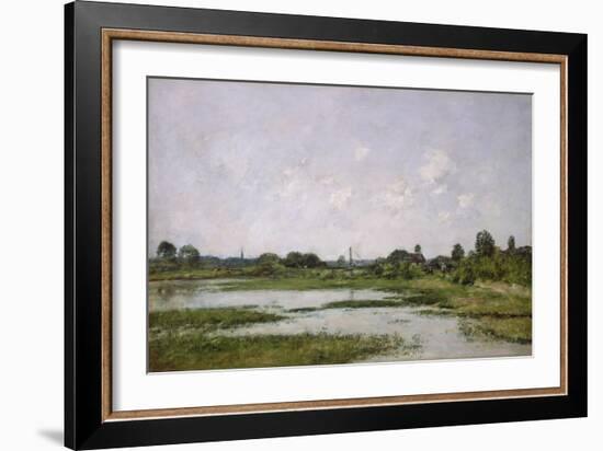 The Banks of the River Touques at Trouville during the Spring Tides (Oil on Canvas)-Eugene Louis Boudin-Framed Giclee Print