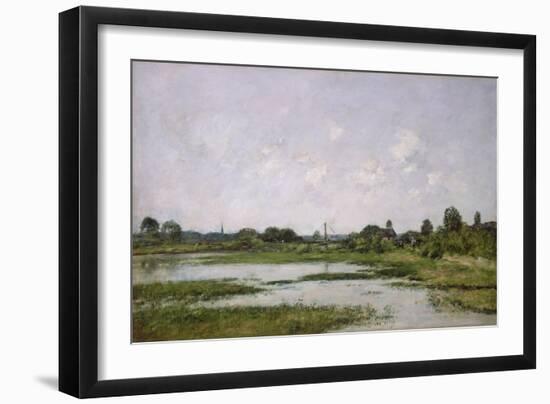 The Banks of the River Touques at Trouville during the Spring Tides (Oil on Canvas)-Eugene Louis Boudin-Framed Giclee Print