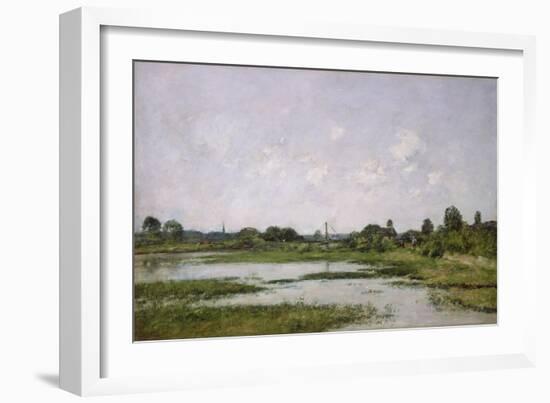 The Banks of the River Touques at Trouville during the Spring Tides (Oil on Canvas)-Eugene Louis Boudin-Framed Giclee Print