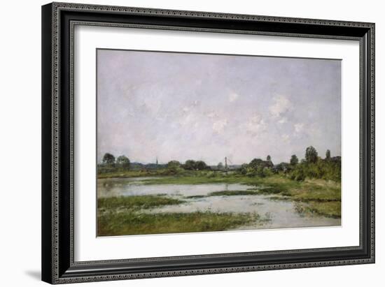 The Banks of the River Touques at Trouville during the Spring Tides (Oil on Canvas)-Eugene Louis Boudin-Framed Giclee Print