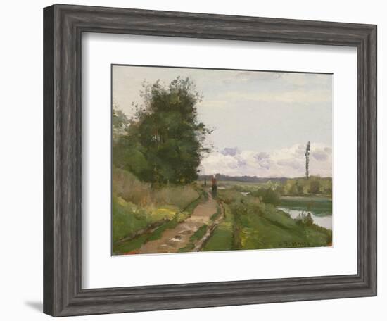 The Banks of the Seine at Bougival, 1864-Camille Pissarro-Framed Giclee Print