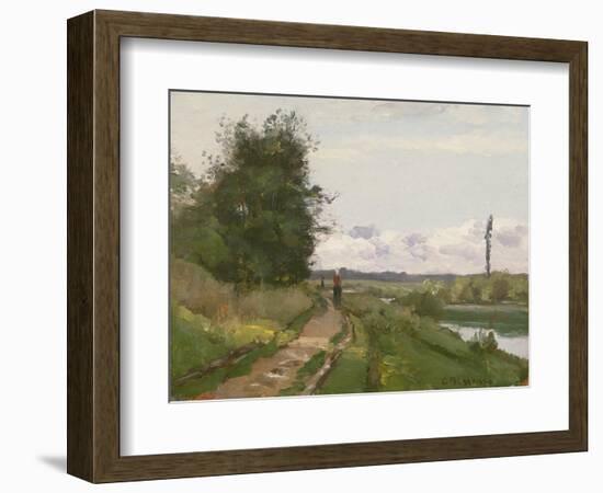 The Banks of the Seine at Bougival, 1864-Camille Pissarro-Framed Giclee Print