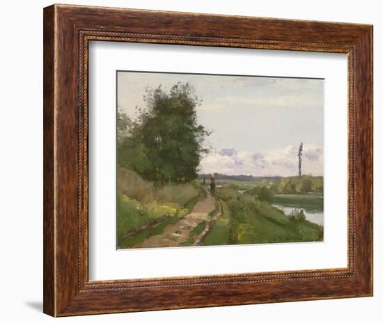 The Banks of the Seine at Bougival, 1864-Camille Pissarro-Framed Giclee Print