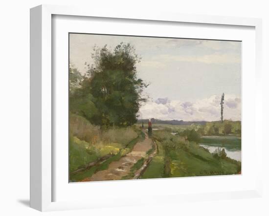 The Banks of the Seine at Bougival, 1864-Camille Pissarro-Framed Giclee Print