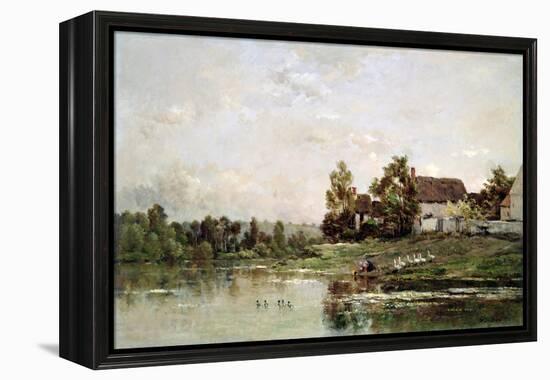 The Banks of the Seine at Portejoie, 1871-Charles Francois Daubigny-Framed Premier Image Canvas