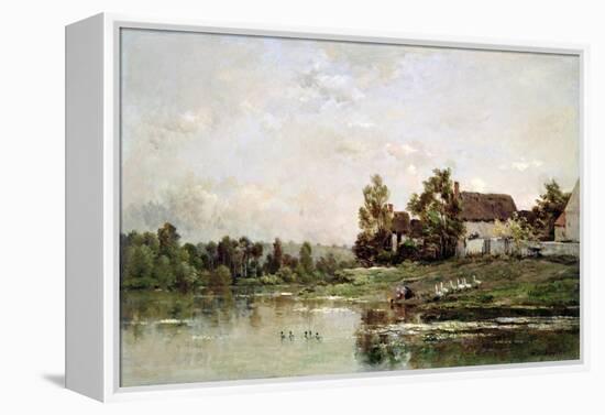 The Banks of the Seine at Portejoie, 1871-Charles Francois Daubigny-Framed Premier Image Canvas