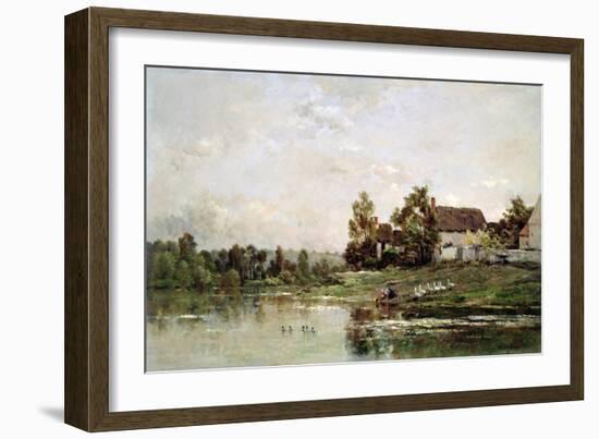 The Banks of the Seine at Portejoie, 1871-Charles Francois Daubigny-Framed Giclee Print