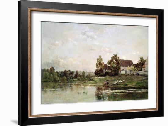 The Banks of the Seine at Portejoie, 1871-Charles Francois Daubigny-Framed Giclee Print