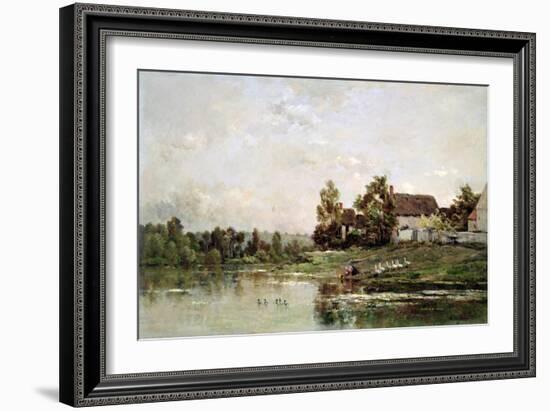 The Banks of the Seine at Portejoie, 1871-Charles Francois Daubigny-Framed Giclee Print