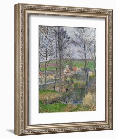 The Banks of the Viosne at Osny in Grey Weather, 1883-Camille Pissarro-Framed Giclee Print