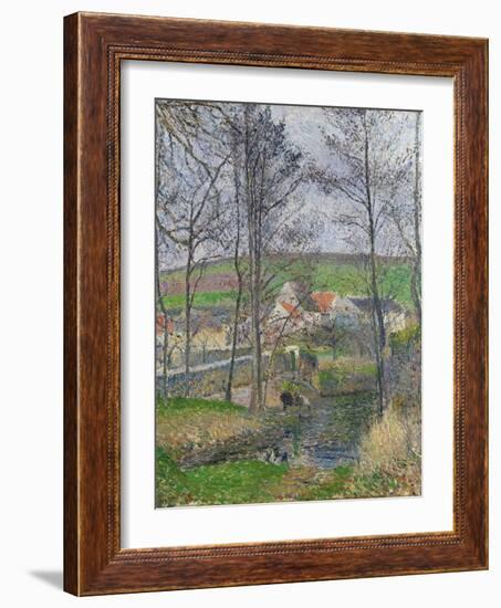 The Banks of the Viosne at Osny in Grey Weather, 1883-Camille Pissarro-Framed Giclee Print