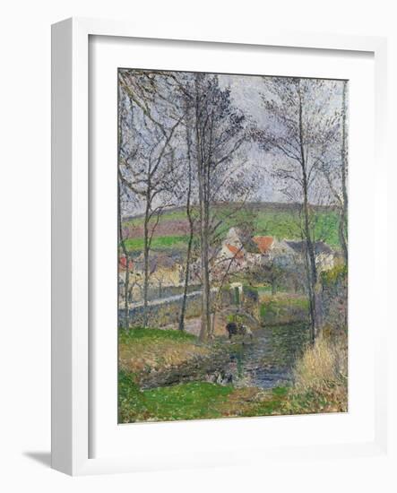 The Banks of the Viosne at Osny in Grey Weather, 1883-Camille Pissarro-Framed Giclee Print