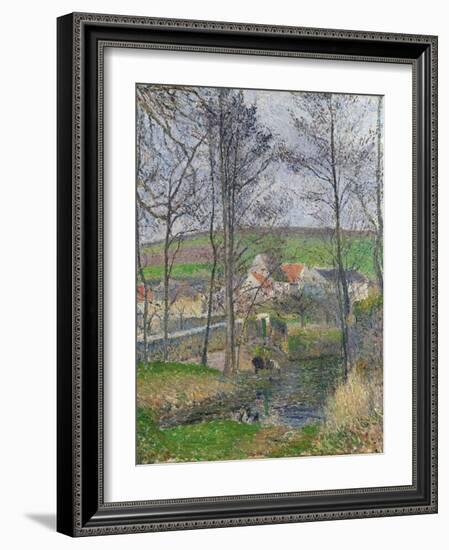 The Banks of the Viosne at Osny in Grey Weather, 1883-Camille Pissarro-Framed Giclee Print