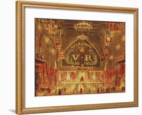 The Banquet Given for Queen Victoria at the Guildhall, London, 1837-null-Framed Giclee Print