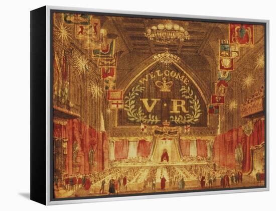 The Banquet Given for Queen Victoria at the Guildhall, London, 1837-null-Framed Premier Image Canvas