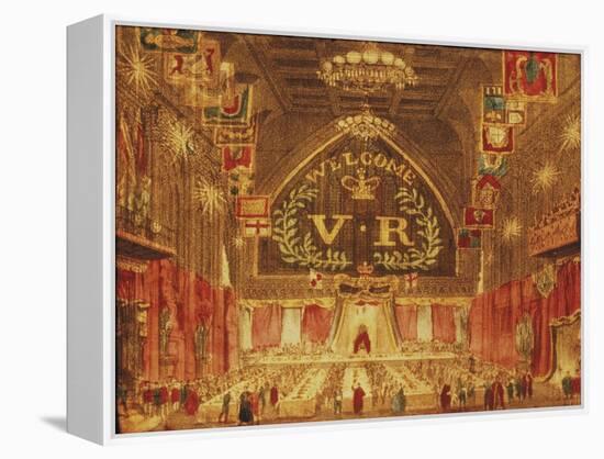 The Banquet Given for Queen Victoria at the Guildhall, London, 1837-null-Framed Premier Image Canvas