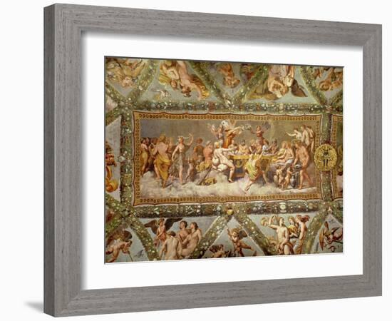 The Banquet of the Gods, Ceiling Painting of the Courtship and Marriage of Cupid and Psyche-Raphael-Framed Giclee Print