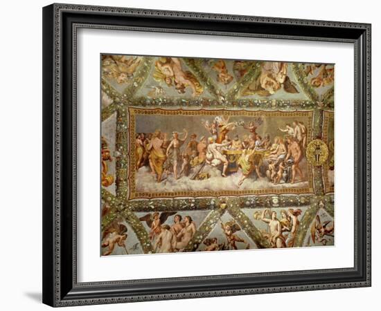 The Banquet of the Gods, Ceiling Painting of the Courtship and Marriage of Cupid and Psyche-Raphael-Framed Giclee Print