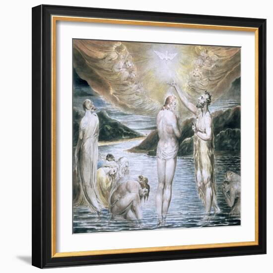 The Baptism of Christ, 19th Century-William Blake-Framed Giclee Print