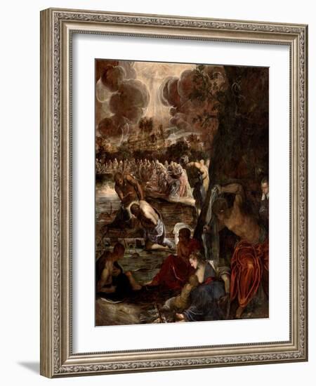 The Baptism of Christ, c.1570-Jacopo Robusti Tintoretto-Framed Giclee Print