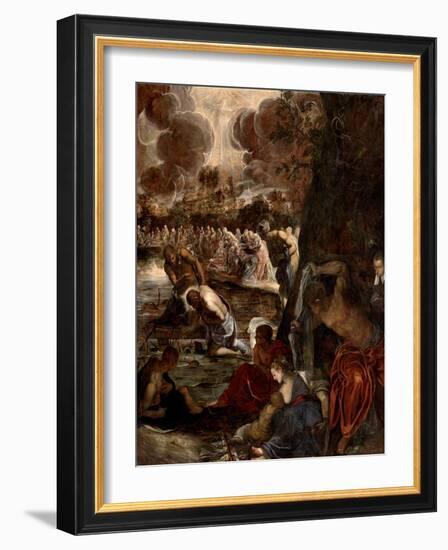 The Baptism of Christ, c.1570-Jacopo Robusti Tintoretto-Framed Giclee Print