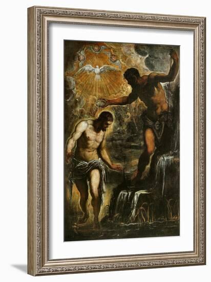 The Baptism of Christ, c.1589-Jacopo Robusti Tintoretto-Framed Giclee Print