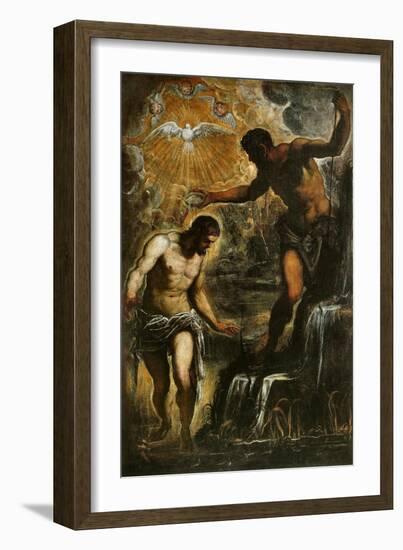 The Baptism of Christ, c.1589-Jacopo Robusti Tintoretto-Framed Giclee Print