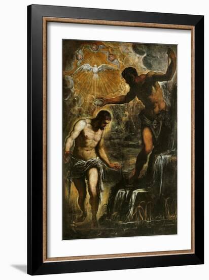 The Baptism of Christ, c.1589-Jacopo Robusti Tintoretto-Framed Giclee Print