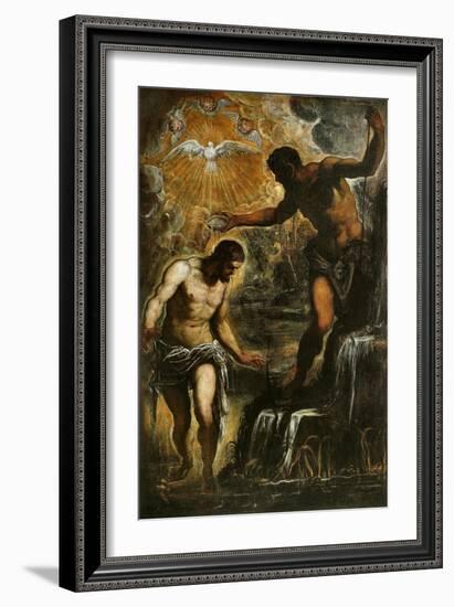 The Baptism of Christ, c.1589-Jacopo Robusti Tintoretto-Framed Giclee Print