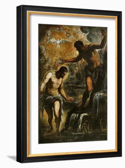 The Baptism of Christ, c.1589-Jacopo Robusti Tintoretto-Framed Giclee Print