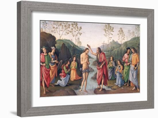 The Baptism of Christ, from the Convent of San Pietro, Perugia, 1496-98-Pietro Perugino-Framed Giclee Print