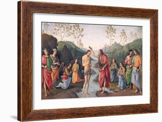 The Baptism of Christ, from the Convent of San Pietro, Perugia, 1496-98-Pietro Perugino-Framed Giclee Print