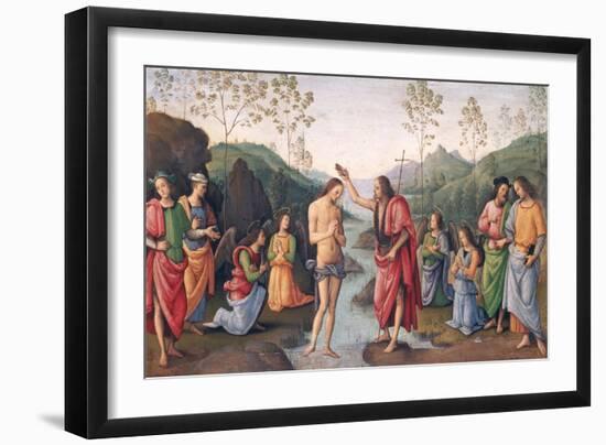 The Baptism of Christ, from the Convent of San Pietro, Perugia, 1496-98-Pietro Perugino-Framed Giclee Print