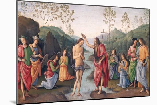 The Baptism of Christ, from the Convent of San Pietro, Perugia, 1496-98-Pietro Perugino-Mounted Giclee Print