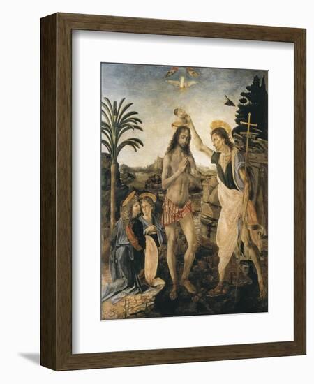 The Baptism of Christ-Andrea del Verrocchio-Framed Art Print