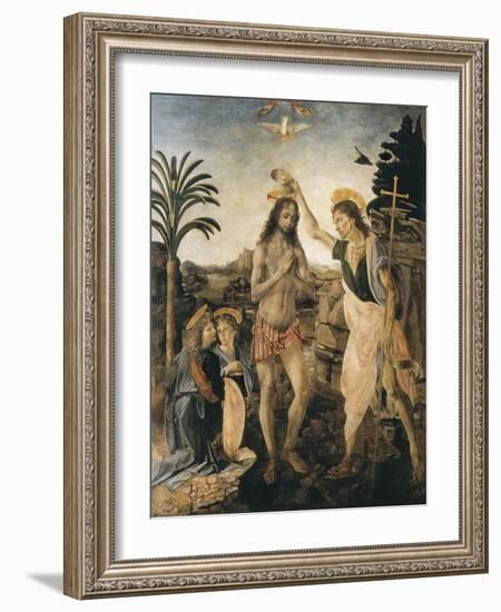 The Baptism of Christ-Andrea del Verrocchio-Framed Art Print