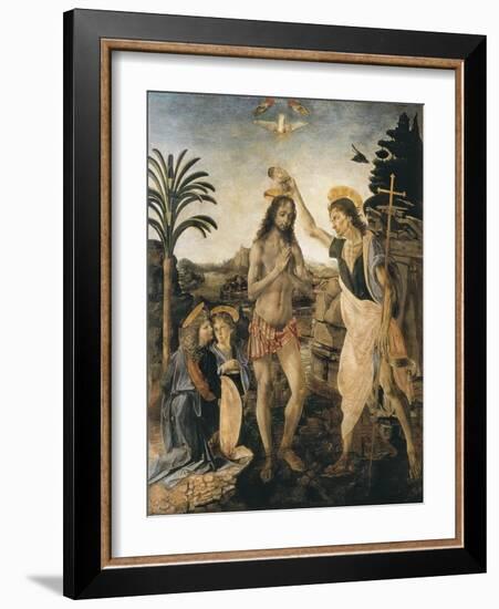 The Baptism of Christ-Andrea del Verrocchio-Framed Art Print