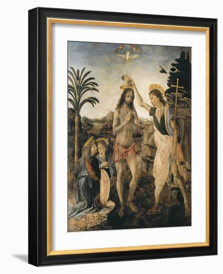 The Baptism of Christ-Andrea del Verrocchio-Framed Art Print