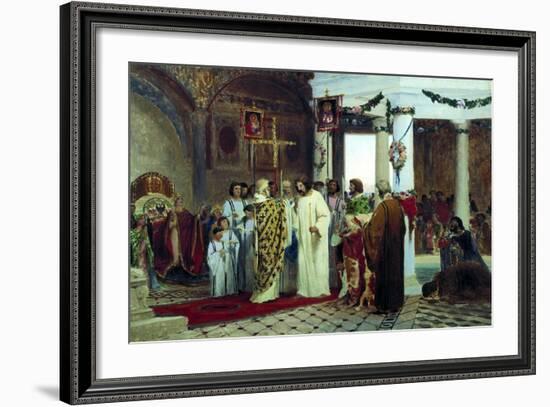 The Baptism of Grand Prince of Kiev Vladimir the Great in 987, 1883-Feodor Andreyevich Bronnikov-Framed Giclee Print