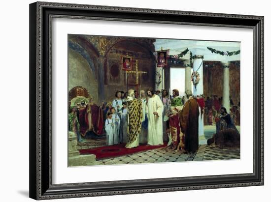 The Baptism of Grand Prince of Kiev Vladimir the Great in 987, 1883-Feodor Andreyevich Bronnikov-Framed Giclee Print