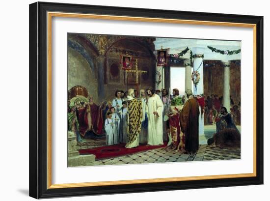The Baptism of Grand Prince of Kiev Vladimir the Great in 987, 1883-Feodor Andreyevich Bronnikov-Framed Giclee Print